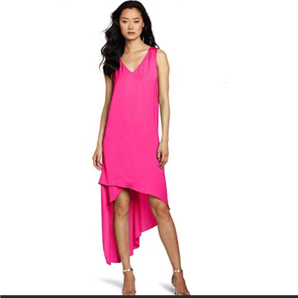 BCBG Avery Neon Pink Asymmetrical Dress